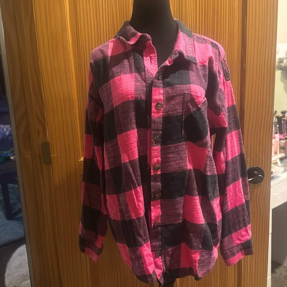Maurice’s pink and black flannel